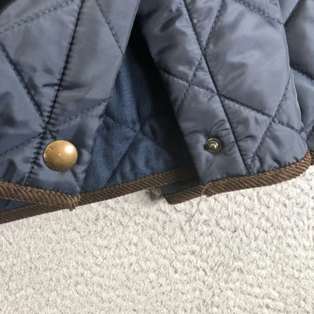 Polo Ralph Lauren Jacket Mens XL Tall Blue Diamond Quilted Corduroy Trim